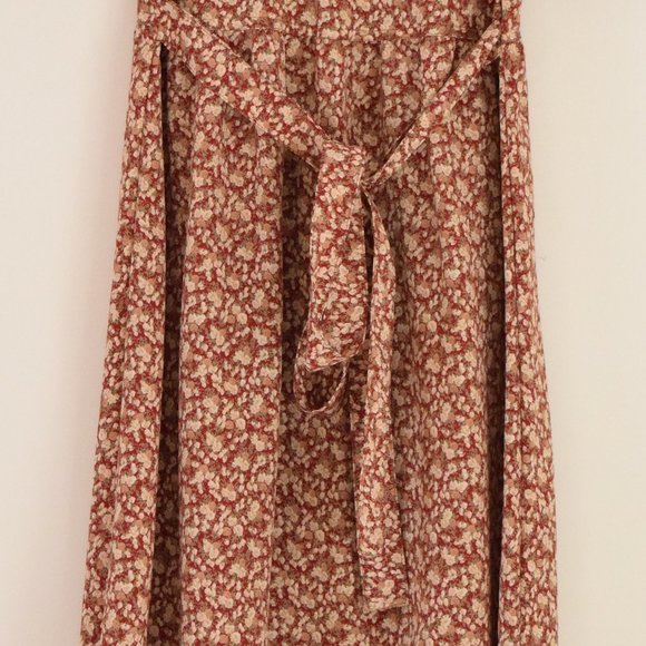 Vintage Red Floral Prairie Floral Lace Embellished Midi Dress | Size XS - Picture 6 of 9